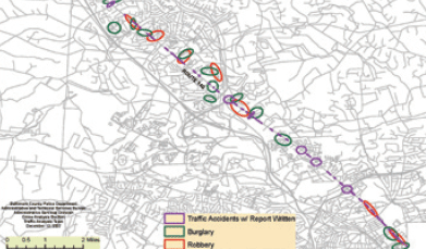 Crime and Crash data plotted on a map